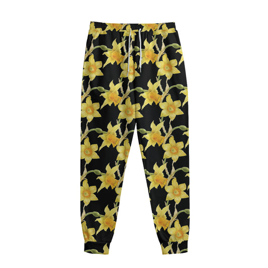 Watercolor Daffodil Flower Pattern Print Sweatpants