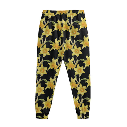 Watercolor Daffodil Flower Pattern Print Sweatpants