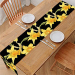 Watercolor Daffodil Flower Pattern Print Table Runner
