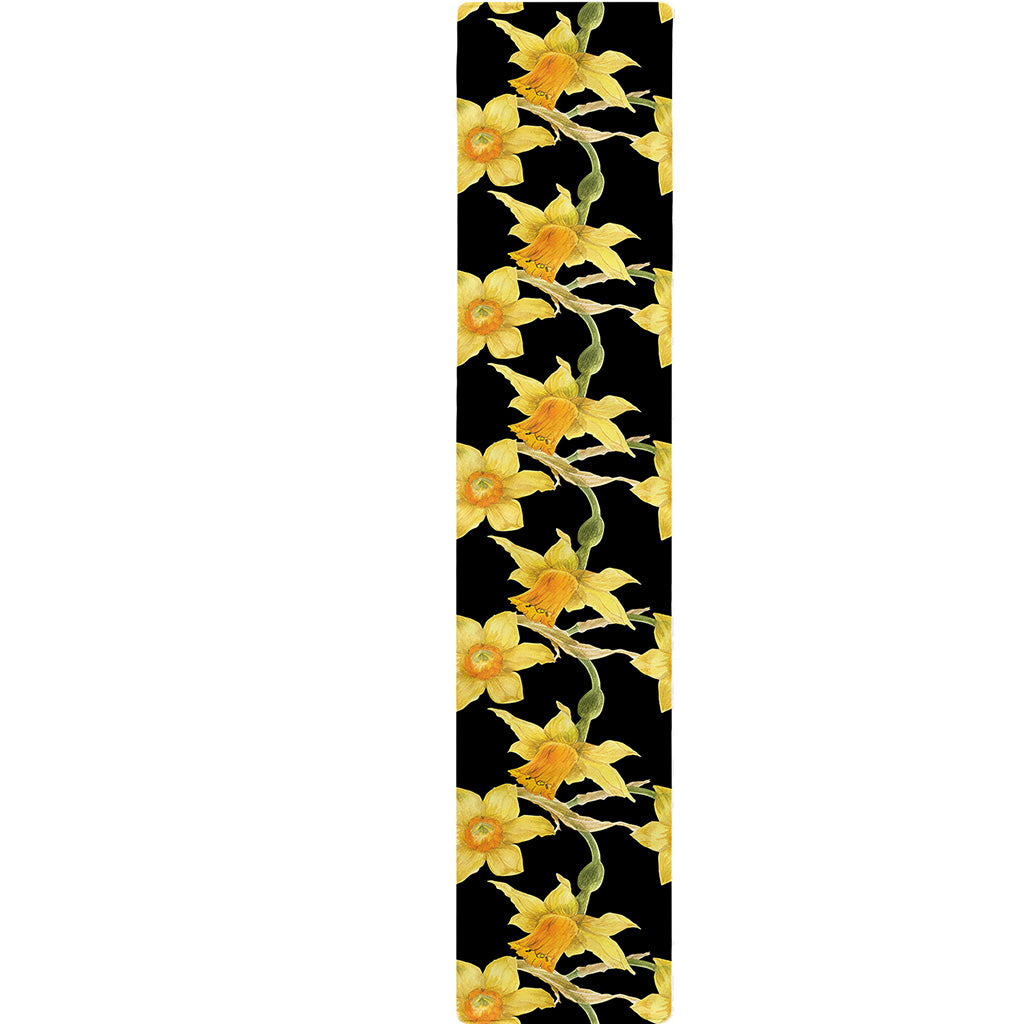 Watercolor Daffodil Flower Pattern Print Table Runner