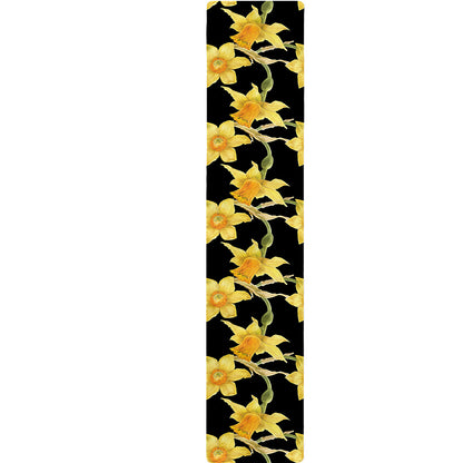 Watercolor Daffodil Flower Pattern Print Table Runner