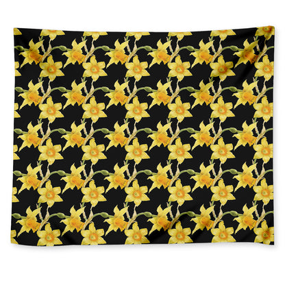 Watercolor Daffodil Flower Pattern Print Tapestry