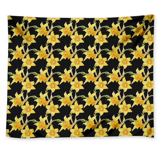 Watercolor Daffodil Flower Pattern Print Tapestry