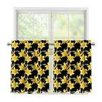 Watercolor Daffodil Flower Pattern Print Tier Curtains