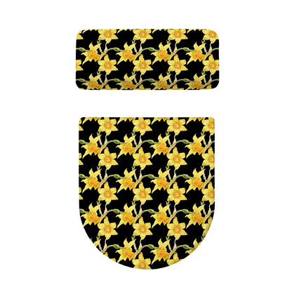 Watercolor Daffodil Flower Pattern Print Toilet Lid And Tank Cover Set
