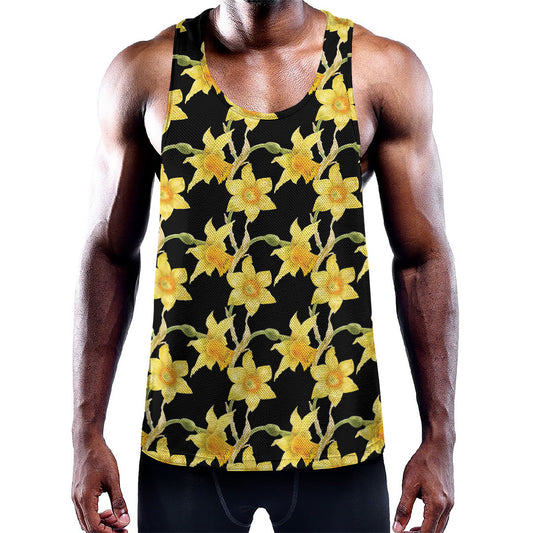 Watercolor Daffodil Flower Pattern Print Training Tank Top