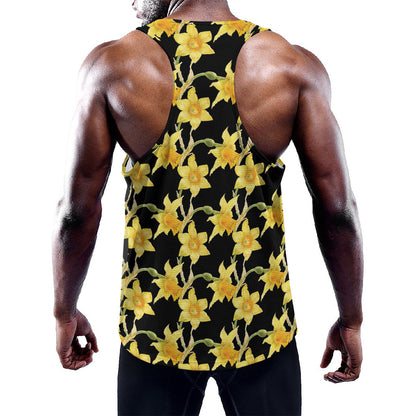 Watercolor Daffodil Flower Pattern Print Training Tank Top
