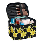 Watercolor Daffodil Flower Pattern Print Travel Makeup Bag