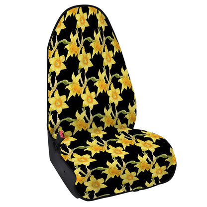 Watercolor Daffodil Flower Pattern Print Waterproof Car Seat Cover