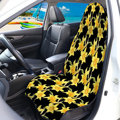 Watercolor Daffodil Flower Pattern Print Waterproof Car Seat Cover