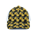 Watercolor Daffodil Flower Pattern Print White Mesh Trucker Hat