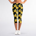 Watercolor Daffodil Flower Pattern Print Women's Capri Leggings