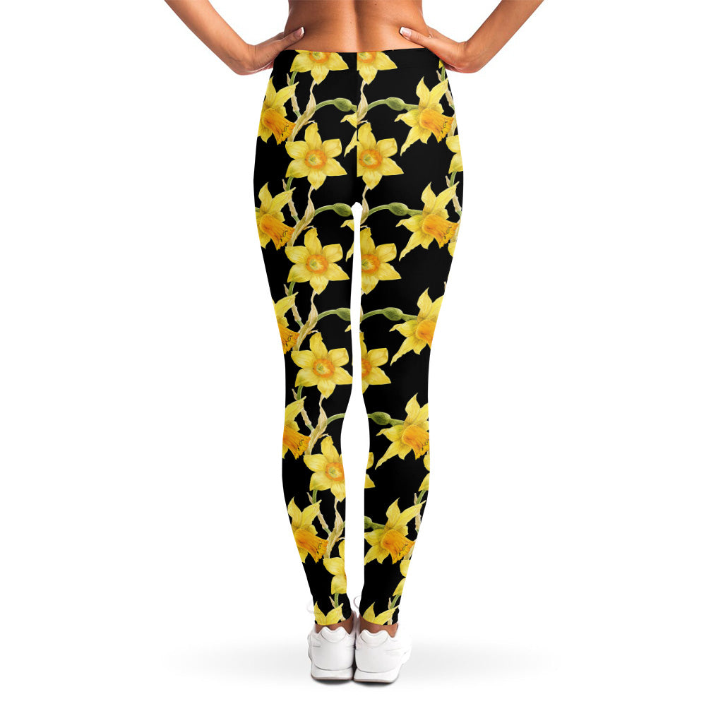 Watercolor Daffodil Flower Pattern Print Women's Leggings