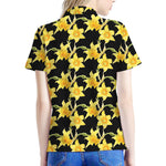 Watercolor Daffodil Flower Pattern Print Women's Polo Shirt