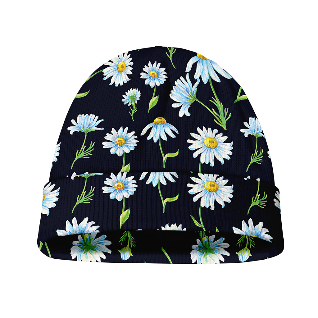 Watercolor Daisy Floral Pattern Print Beanie
