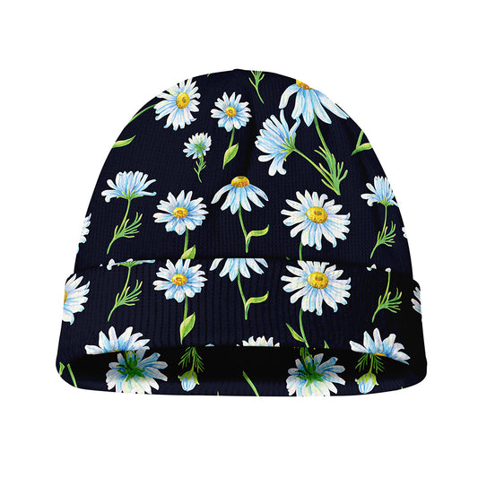 Watercolor Daisy Floral Pattern Print Beanie
