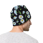 Watercolor Daisy Floral Pattern Print Beanie