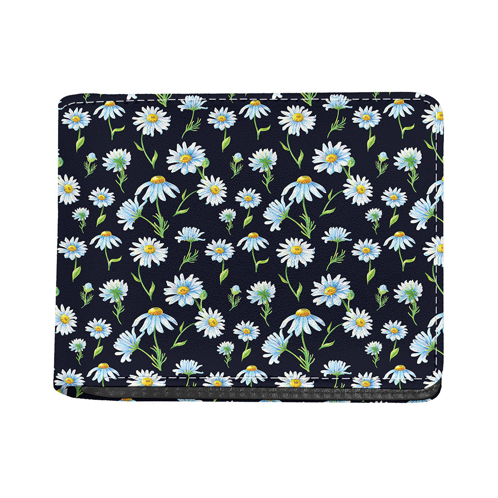 Watercolor Daisy Floral Pattern Print Bifold Wallet