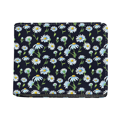 Watercolor Daisy Floral Pattern Print Bifold Wallet
