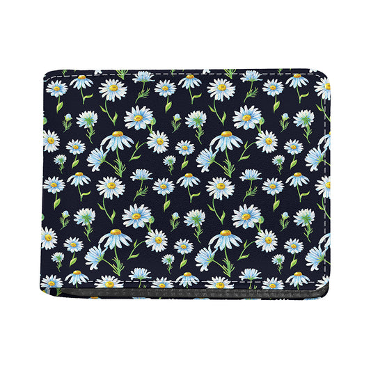 Watercolor Daisy Floral Pattern Print Bifold Wallet