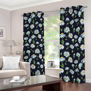 Watercolor Daisy Floral Pattern Print Blackout Grommet Curtains