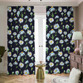 Watercolor Daisy Floral Pattern Print Dimout Pencil Pleat Curtains