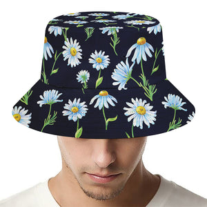 Watercolor Daisy Floral Pattern Print Bucket Hat