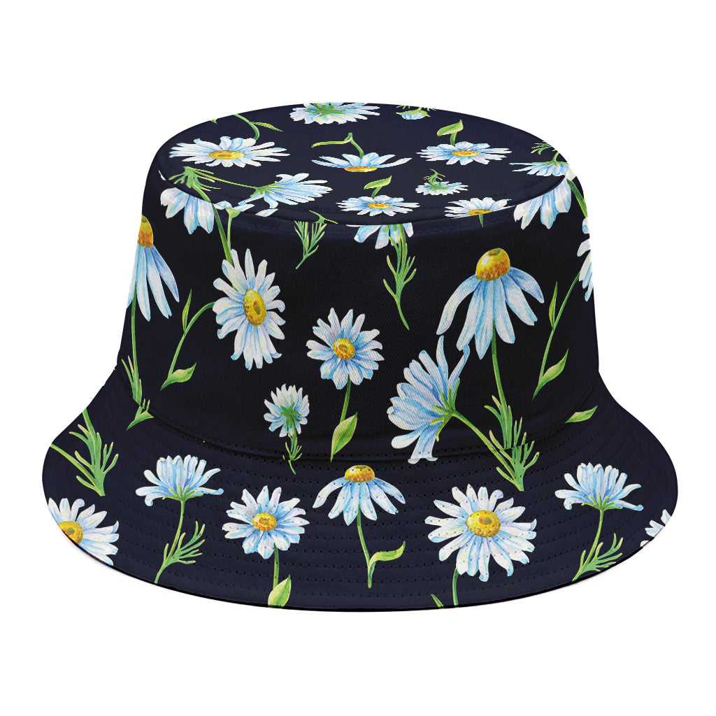 Watercolor Daisy Floral Pattern Print Bucket Hat