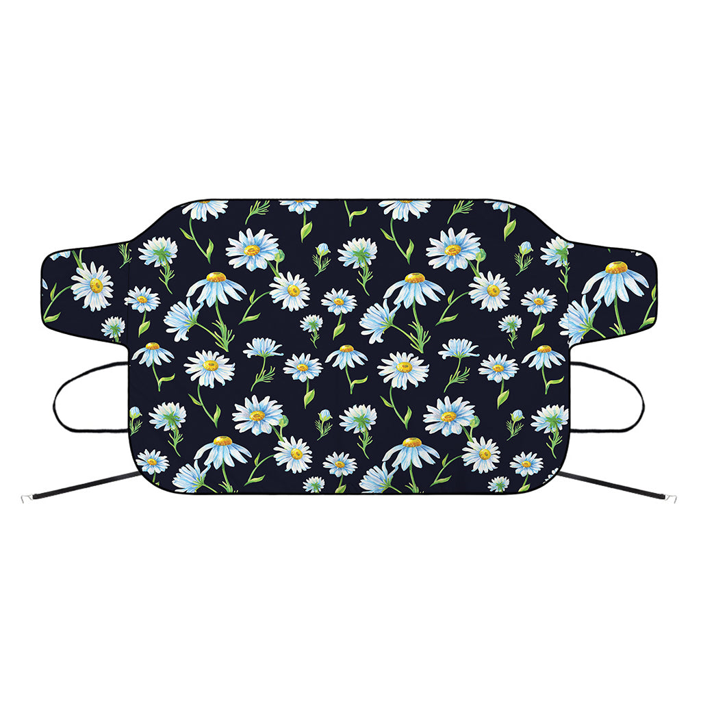 Watercolor Daisy Floral Pattern Print Car Windshield Snow Cover