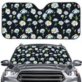 Watercolor Daisy Floral Pattern Print Car Windshield Sun Shade