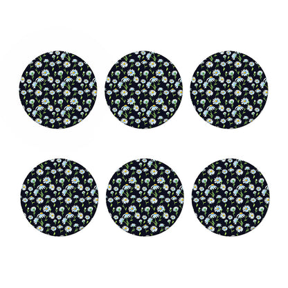 Watercolor Daisy Floral Pattern Print Coaster Set