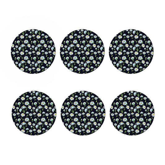 Watercolor Daisy Floral Pattern Print Coaster Set