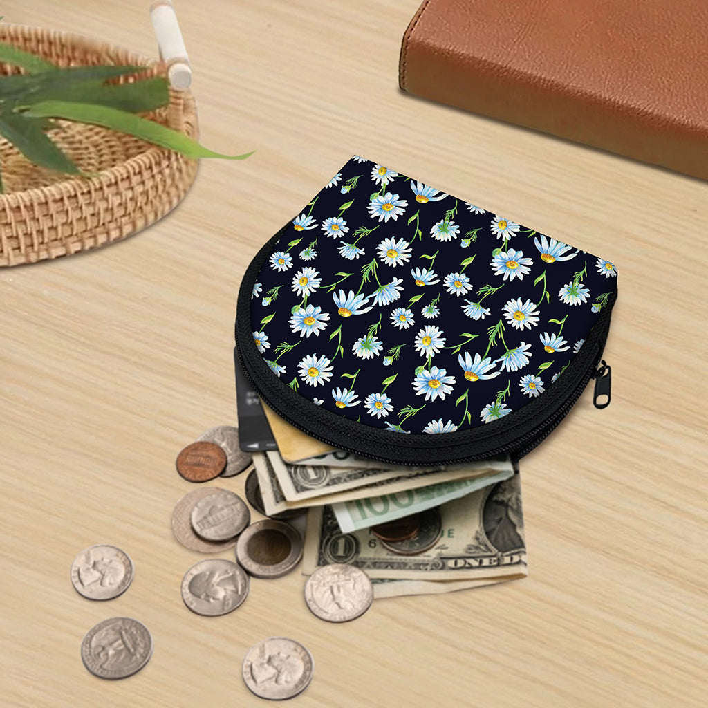 Watercolor Daisy Floral Pattern Print Coin Purse