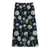 Watercolor Daisy Floral Pattern Print Cotton Front Slit Maxi Skirt