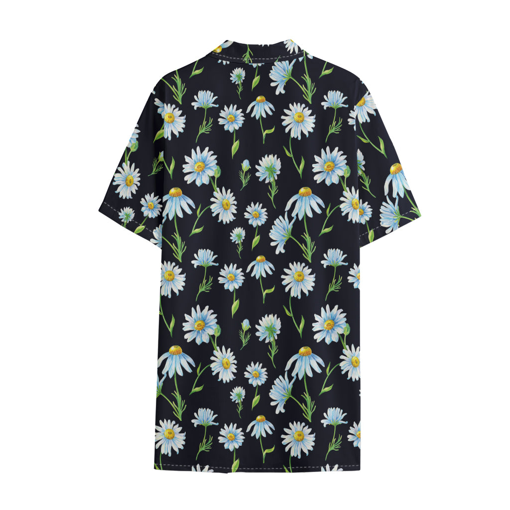 Watercolor Daisy Floral Pattern Print Cotton Hawaiian Shirt