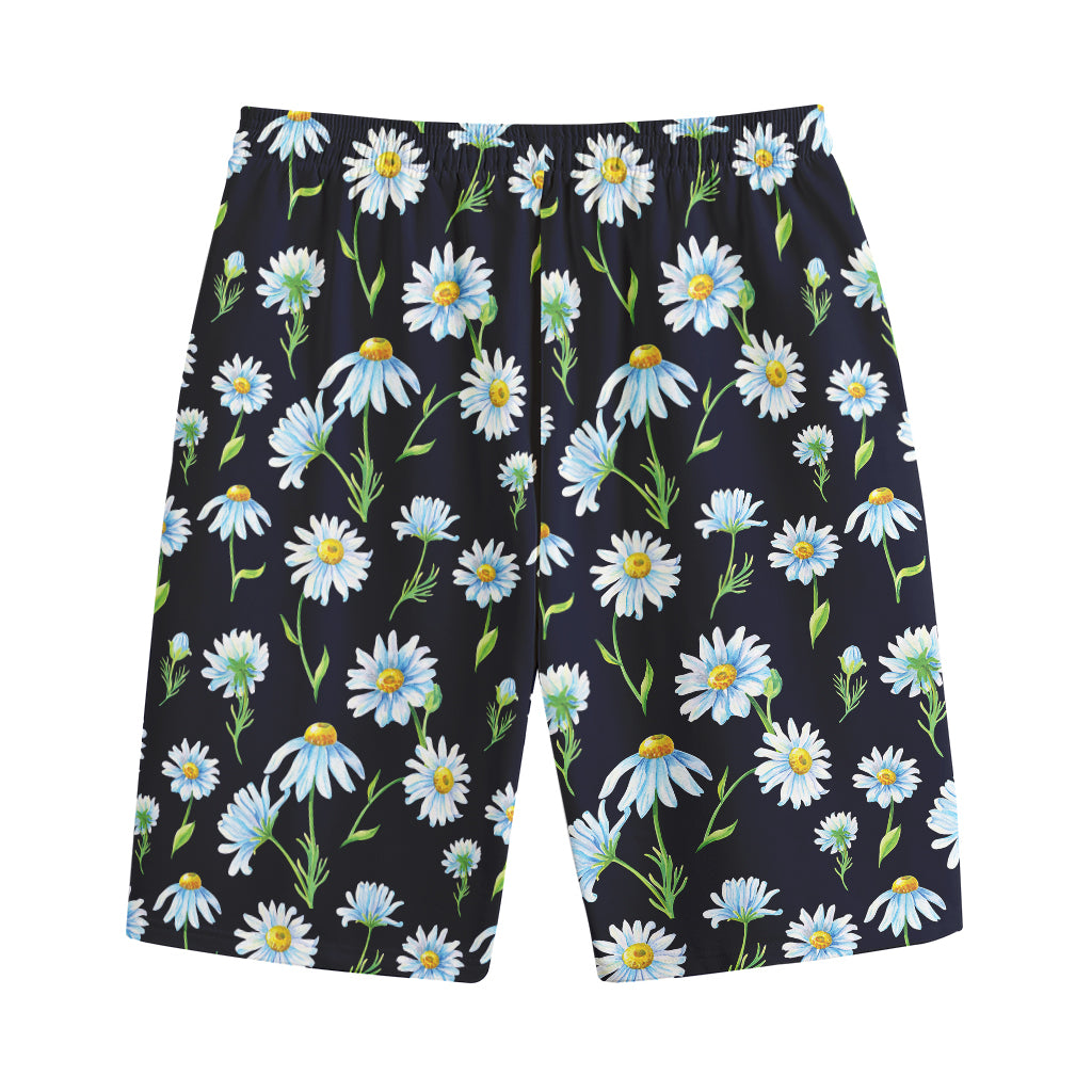 Watercolor Daisy Floral Pattern Print Cotton Shorts