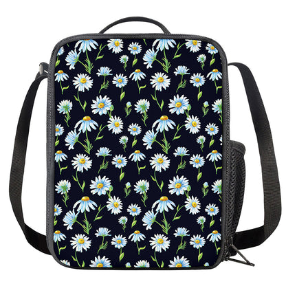 Watercolor Daisy Floral Pattern Print Crossbody Lunch Bag