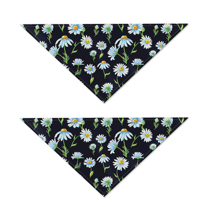 Watercolor Daisy Floral Pattern Print Dog Bandana
