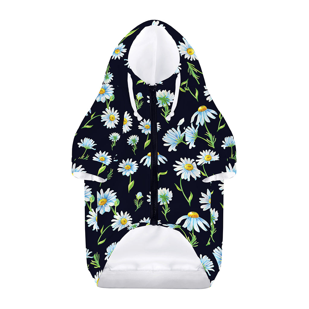 Watercolor Daisy Floral Pattern Print Dog Zip Up Hoodie