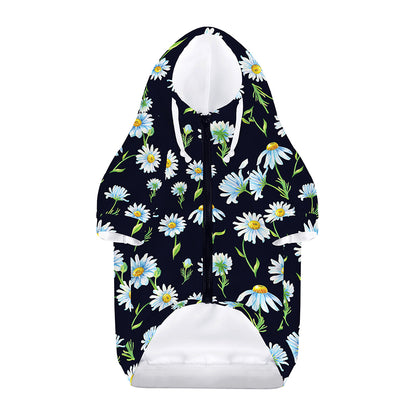 Watercolor Daisy Floral Pattern Print Dog Zip Up Hoodie