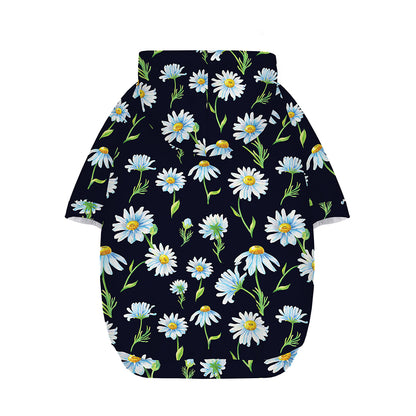 Watercolor Daisy Floral Pattern Print Dog Zip Up Hoodie