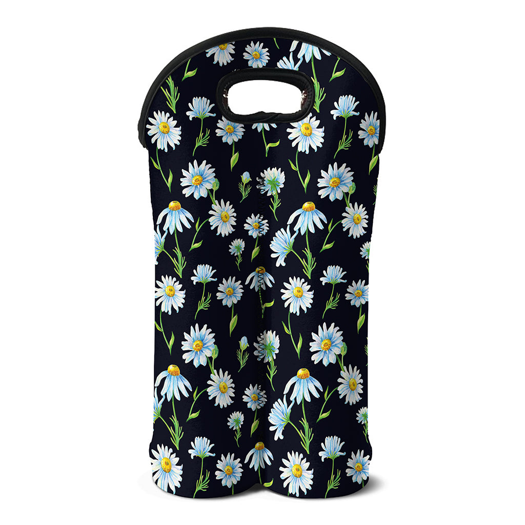 Watercolor Daisy Floral Pattern Print Double Neoprene Wine Tote