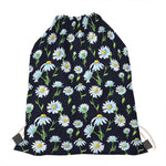 Watercolor Daisy Floral Pattern Print Drawstring Bag
