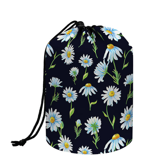 Watercolor Daisy Floral Pattern Print Drawstring Makeup Bag