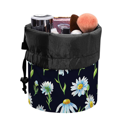 Watercolor Daisy Floral Pattern Print Drawstring Makeup Bag