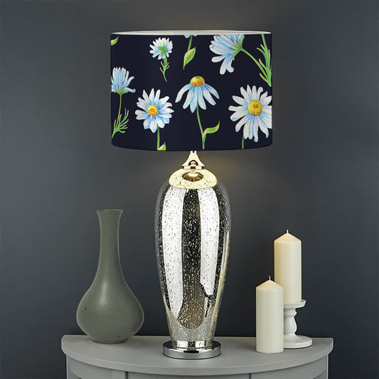 Watercolor Daisy Floral Pattern Print Drum Lamp Shade