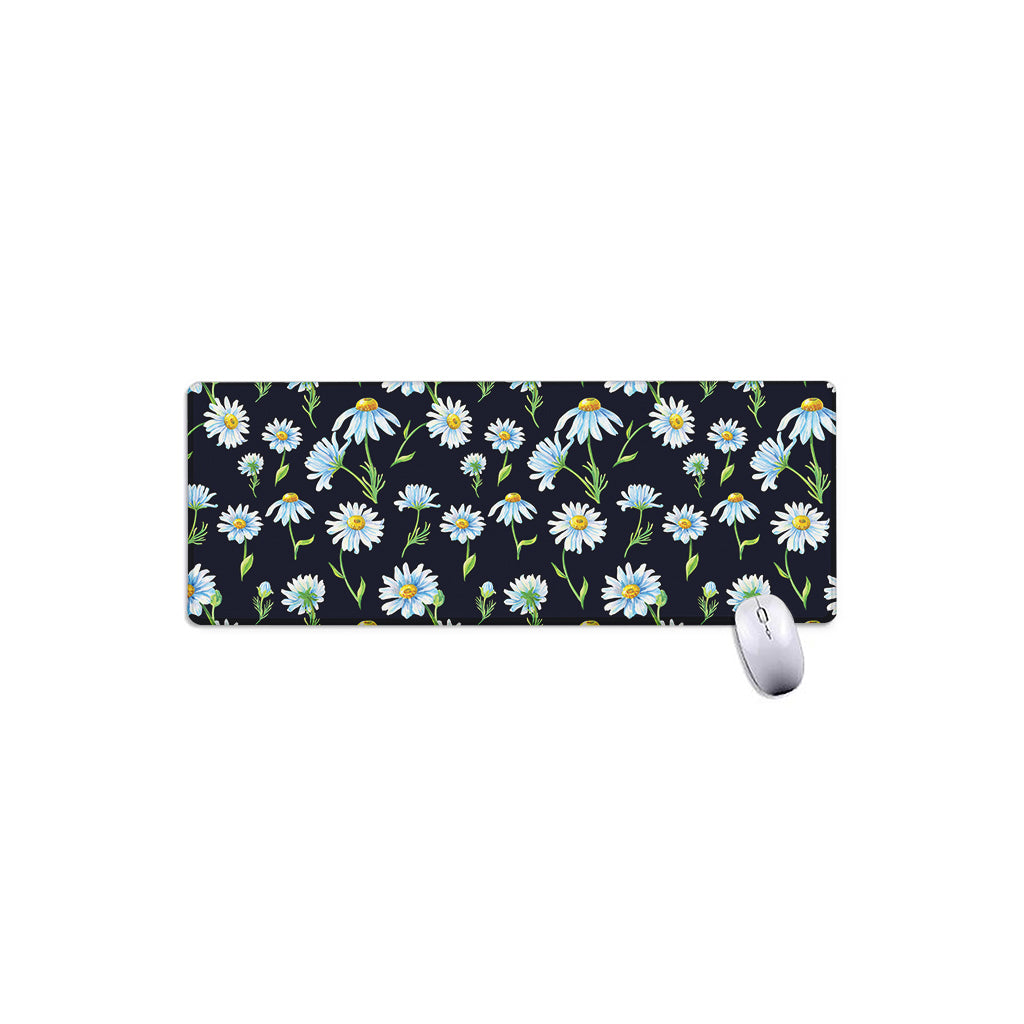 Watercolor Daisy Floral Pattern Print Extended Mouse Pad