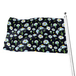 Watercolor Daisy Floral Pattern Print Flag