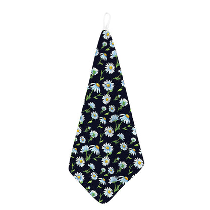 Watercolor Daisy Floral Pattern Print Hand Towel