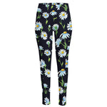 Watercolor Daisy Floral Pattern Print High-Waisted Pocket Leggings
